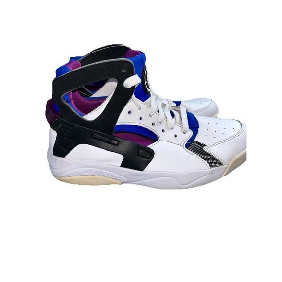 Nike Boys 5.5Y Air Flight Huarache 705281-100 White Purple Blue Running Shoes - Picture 3 of 9